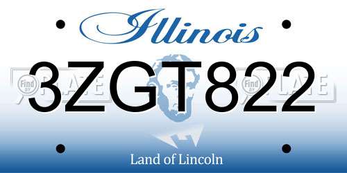 3ZGT822 Illinois License Plate