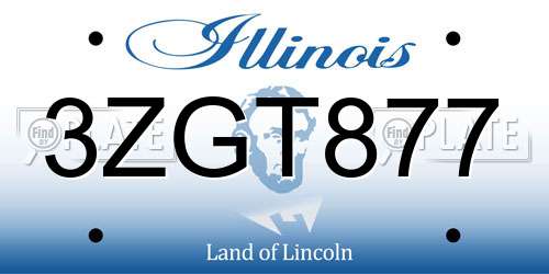 3ZGT877 Illinois License Plate