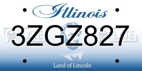 3ZGZ827 Illinois License Plate