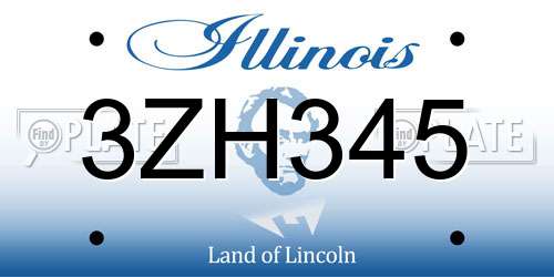 3ZH345 Illinois License Plate