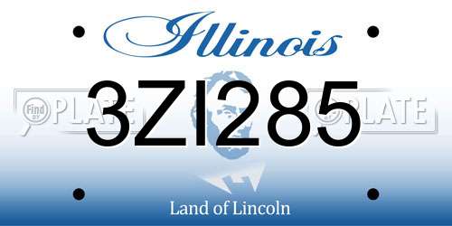 3ZI285 Illinois License Plate