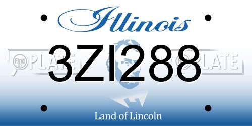 3ZI288 Illinois License Plate