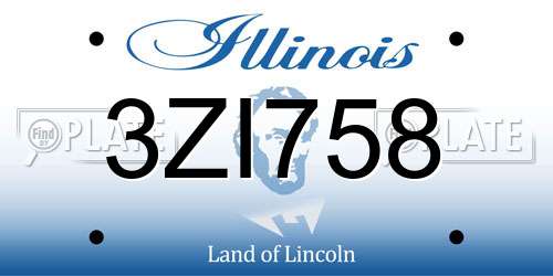 3ZI758 Illinois License Plate