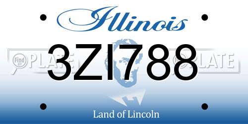 3ZI788 Illinois License Plate