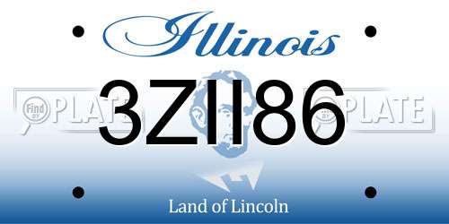 3ZII86 Illinois License Plate
