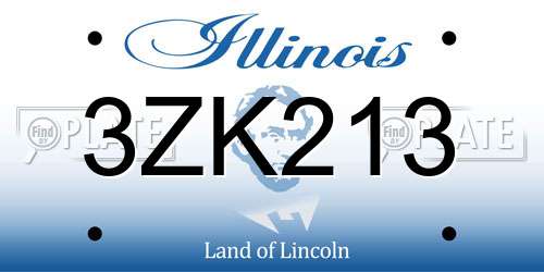 3ZK213 Illinois License Plate