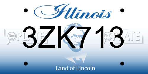 3ZK713 Illinois License Plate
