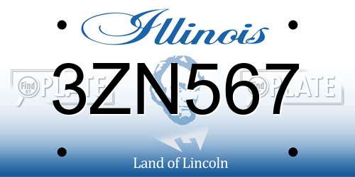 3ZN567 Illinois License Plate