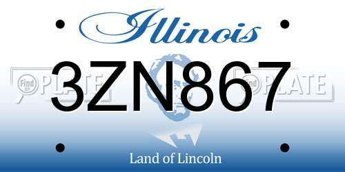 3ZN867 Illinois License Plate