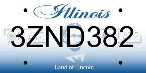 3ZND382 Illinois License Plate