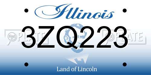 3ZQ223 Illinois License Plate