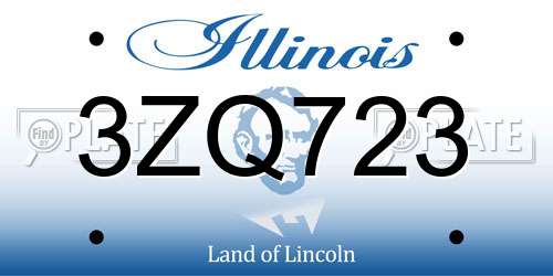 3ZQ723 Illinois License Plate