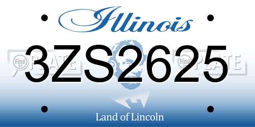 3ZS2625 Illinois License Plate