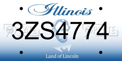 3ZS4774 Illinois License Plate