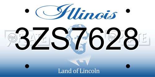 3ZS7628 Illinois License Plate