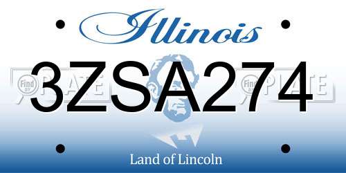 3ZSA274 Illinois License Plate