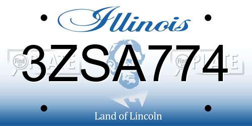 3ZSA774 Illinois License Plate
