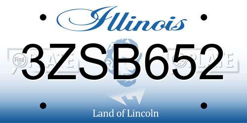 3ZSB652 Illinois License Plate