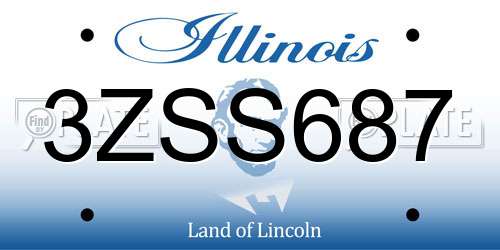 3ZSS687 Illinois License Plate