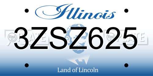 3ZSZ625 Illinois License Plate