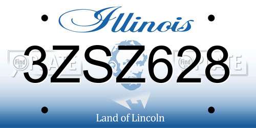 3ZSZ628 Illinois License Plate