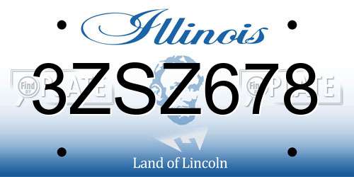 3ZSZ678 Illinois License Plate