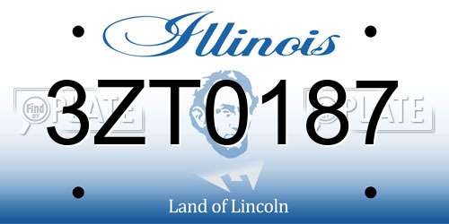 3ZT0187 Illinois License Plate