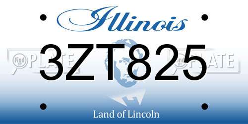 3ZT825 Illinois License Plate