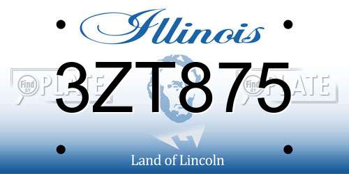 3ZT875 Illinois License Plate