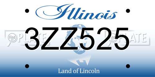 3ZZ525 Illinois License Plate