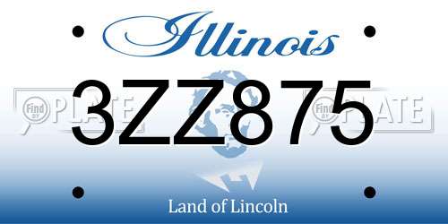 3ZZ875 Illinois License Plate