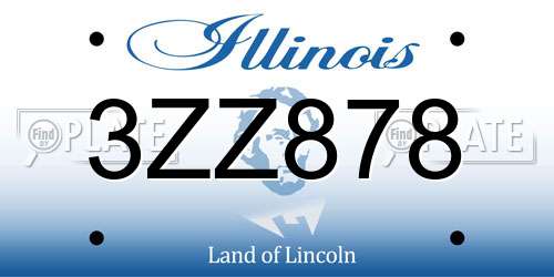 3ZZ878 Illinois License Plate