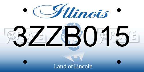 3ZZB015 Illinois License Plate