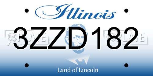 3ZZD182 Illinois License Plate