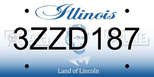 3ZZD187 Illinois License Plate