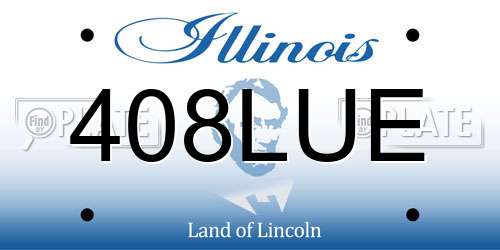 408LUE Illinois License Plate