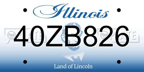 40ZB826 Illinois License Plate