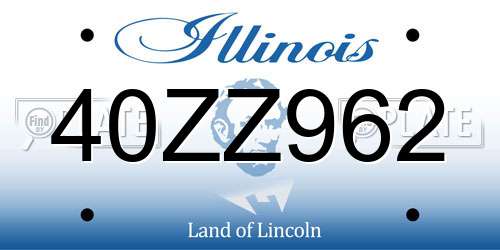 40ZZ962 Illinois License Plate