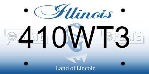 410WT3 Illinois License Plate
