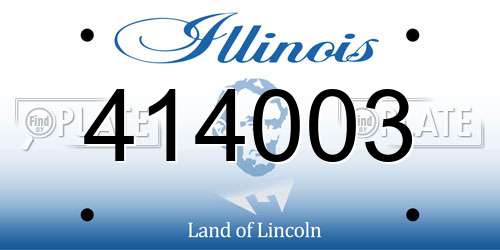 414003 Illinois License Plate