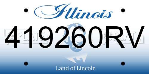 419260RV Illinois License Plate