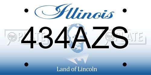 434AZS Illinois License Plate