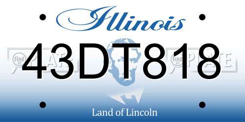 43DT818 Illinois License Plate