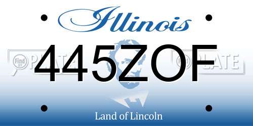 445ZOF Illinois License Plate
