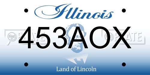 453AOX Illinois License Plate