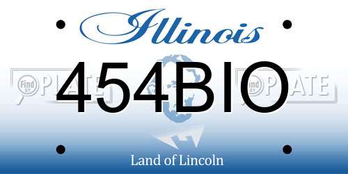 454BIO Illinois License Plate