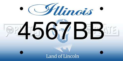 4567BB Illinois License Plate