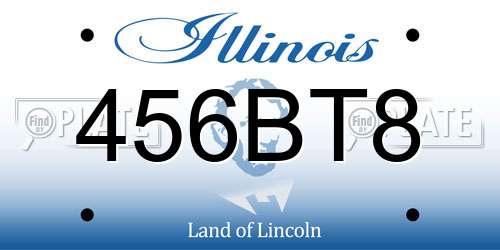 456BT8 Illinois License Plate