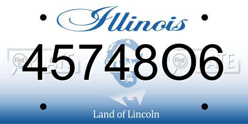 45748O6 Illinois License Plate