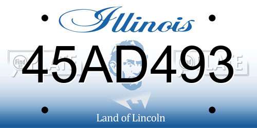 45AD493 Illinois License Plate